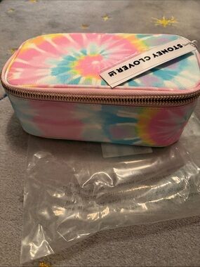 Stoney Clover Lane Pastel Tie-Dye vanity case in Pink, Blue, Yellow,